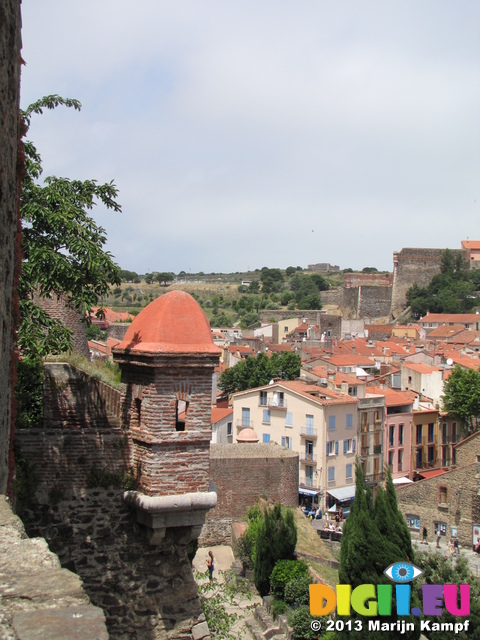 SX27501 Turret and view over town Chateau Royal de Collioure